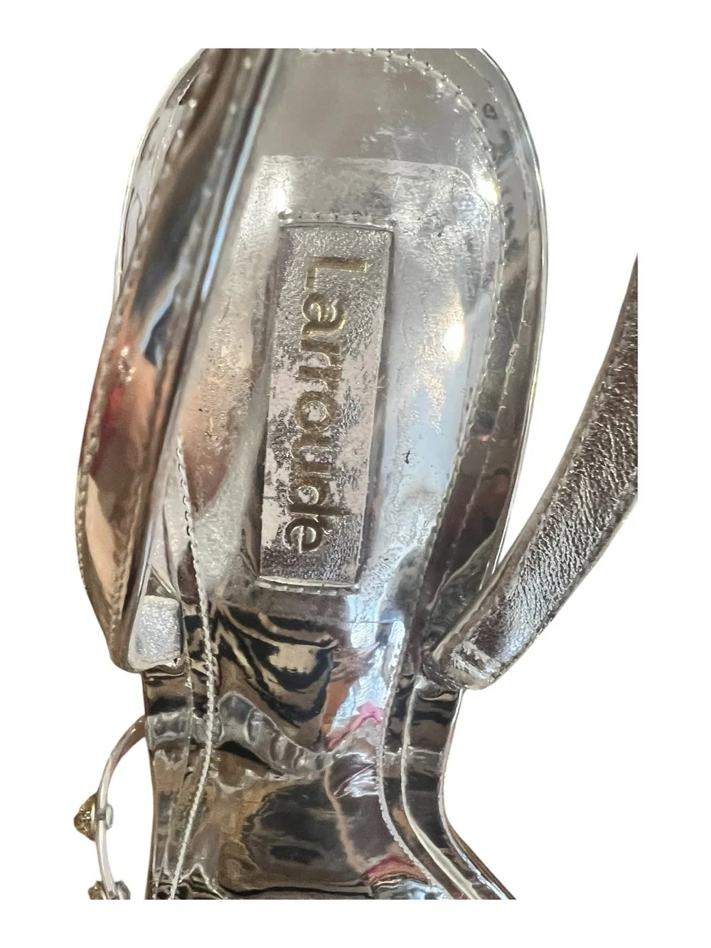 Larroudé Silver Swarovski Crystal Clear Slingback Heels Size 8